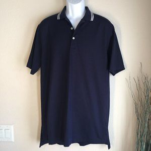 Polo Golf by Ralph Lauren Navy Blue Short Sleeve Shirt L Branded Collar Buttons